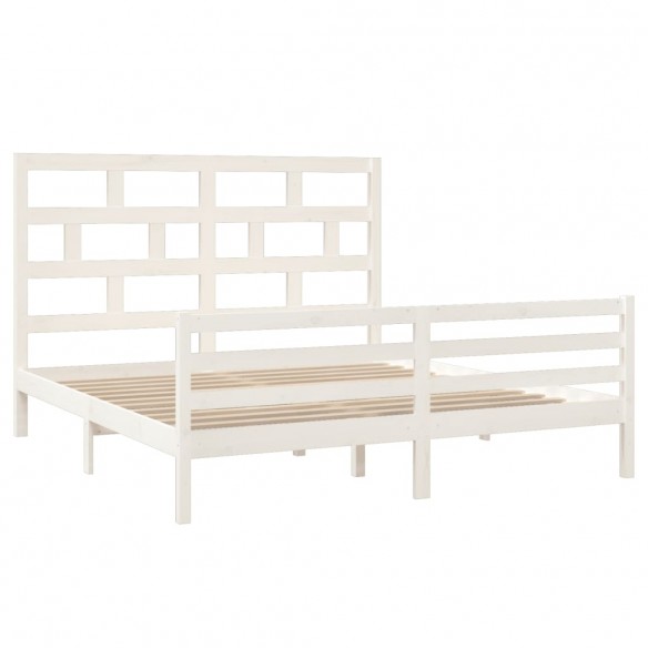 Cadre de lit Blanc Bois massif 180x200 cm Super King