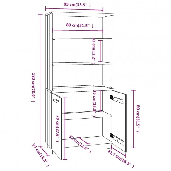 Buffet HAMAR Bois massif de pin Blanc