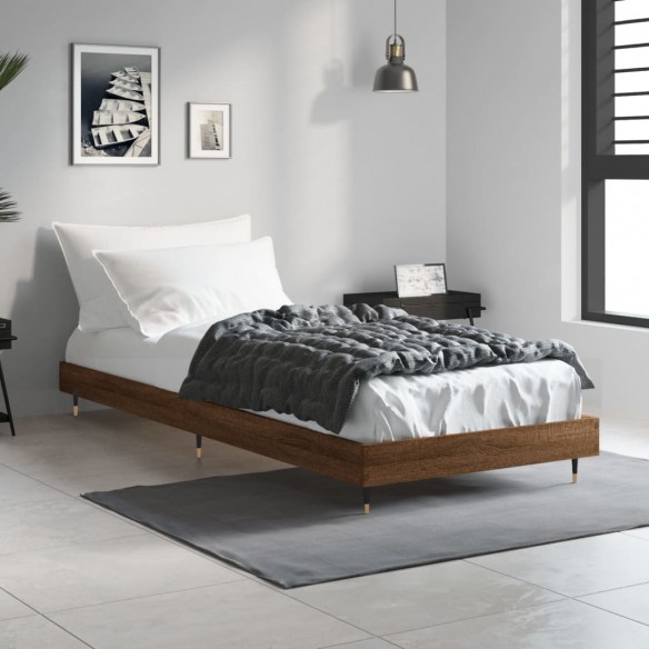 Cadre de lit chêne marron 75x190 cm bois d'ingénierie