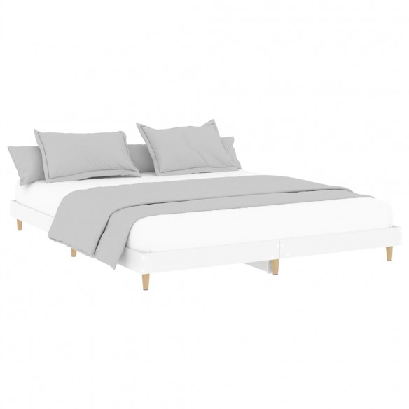 Cadre de lit blanc 200x200 cm bois d'ingénierie