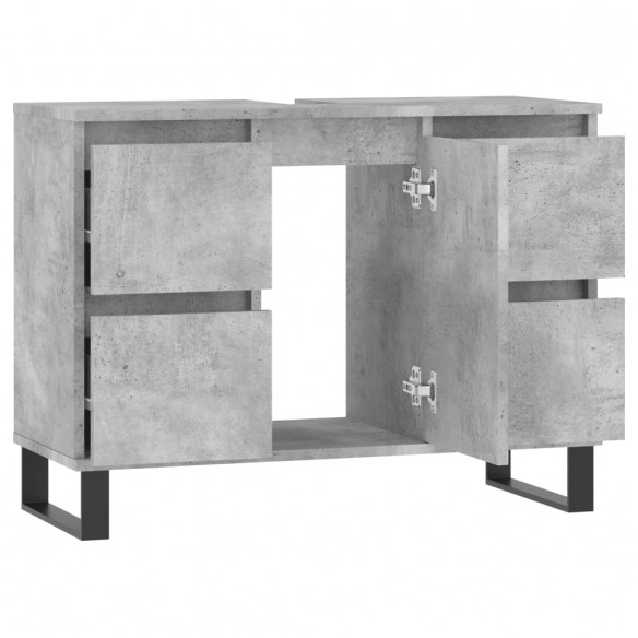 Armoire salle de bain gris béton 80x33x60cm bois d'ingénierie