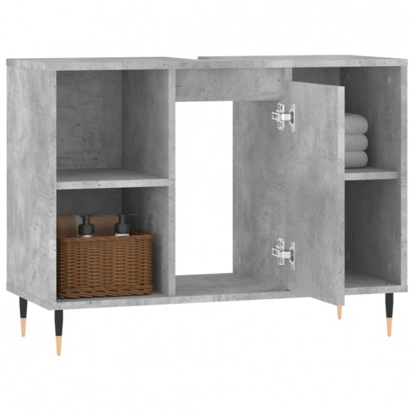 Armoire salle de bain gris béton 80x33x60cm bois d'ingénierie