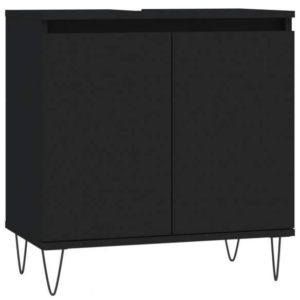 Armoire de salle de bain noir 58x33x60 cm bois d'ingénierie