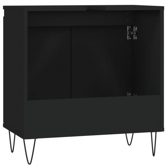 Armoire de salle de bain noir 58x33x60 cm bois d'ingénierie