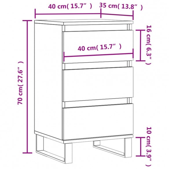 Buffet noir 40x35x70 cm bois d’ingénierie