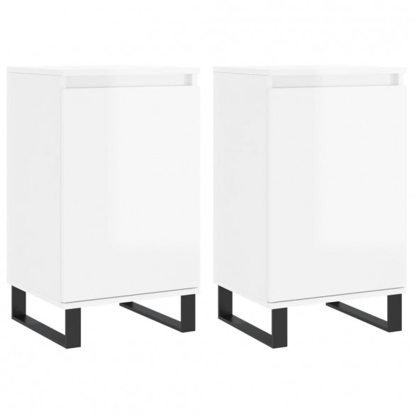 Buffets 2 pcs blanc brillant 40x35x70 cm bois d'ingénierie