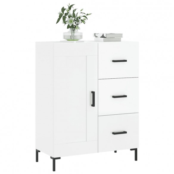 Buffet Blanc brillant 69,5x34x90 cm Bois d'ingénierie