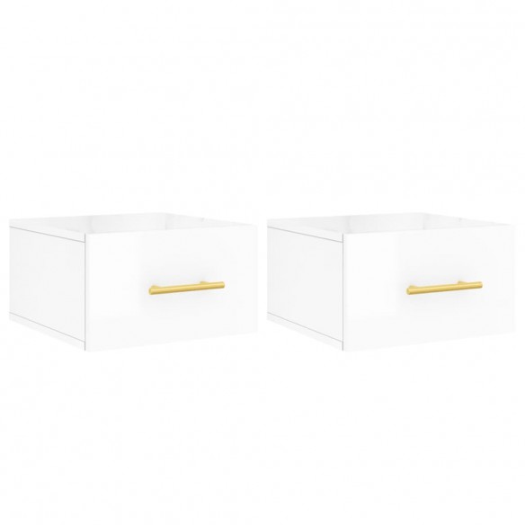 Tables de chevet murales 2 pcs blanc brillant 35x35x20 cm