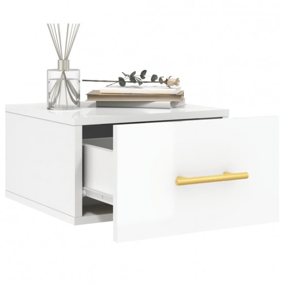 Tables de chevet murales 2 pcs blanc brillant 35x35x20 cm