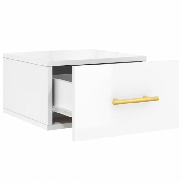 Tables de chevet murales 2 pcs blanc brillant 35x35x20 cm