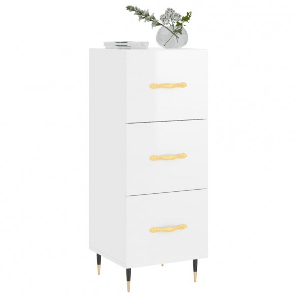 Buffet Blanc brillant 34,5x34x90 cm Bois d'ingénierie