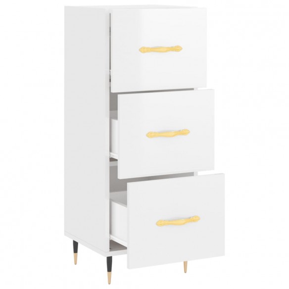 Buffet Blanc brillant 34,5x34x90 cm Bois d'ingénierie