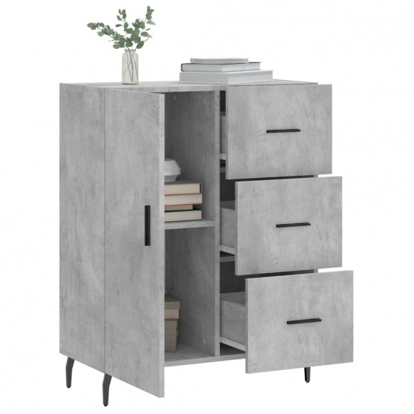 Buffet gris béton 69,5x34x90 cm bois d'ingénierie