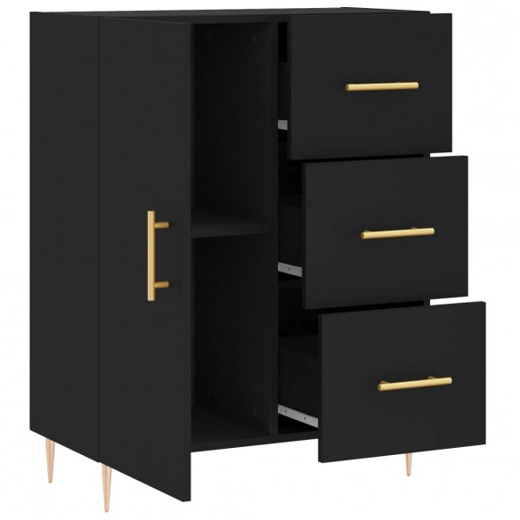 Buffet noir 69,5x34x90 cm bois d'ingénierie