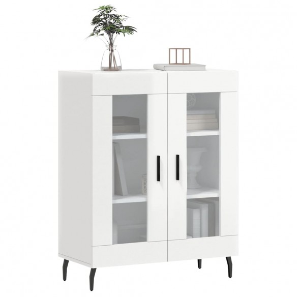 Buffet Blanc brillant 69,5x34x90 cm Bois d'ingénierie