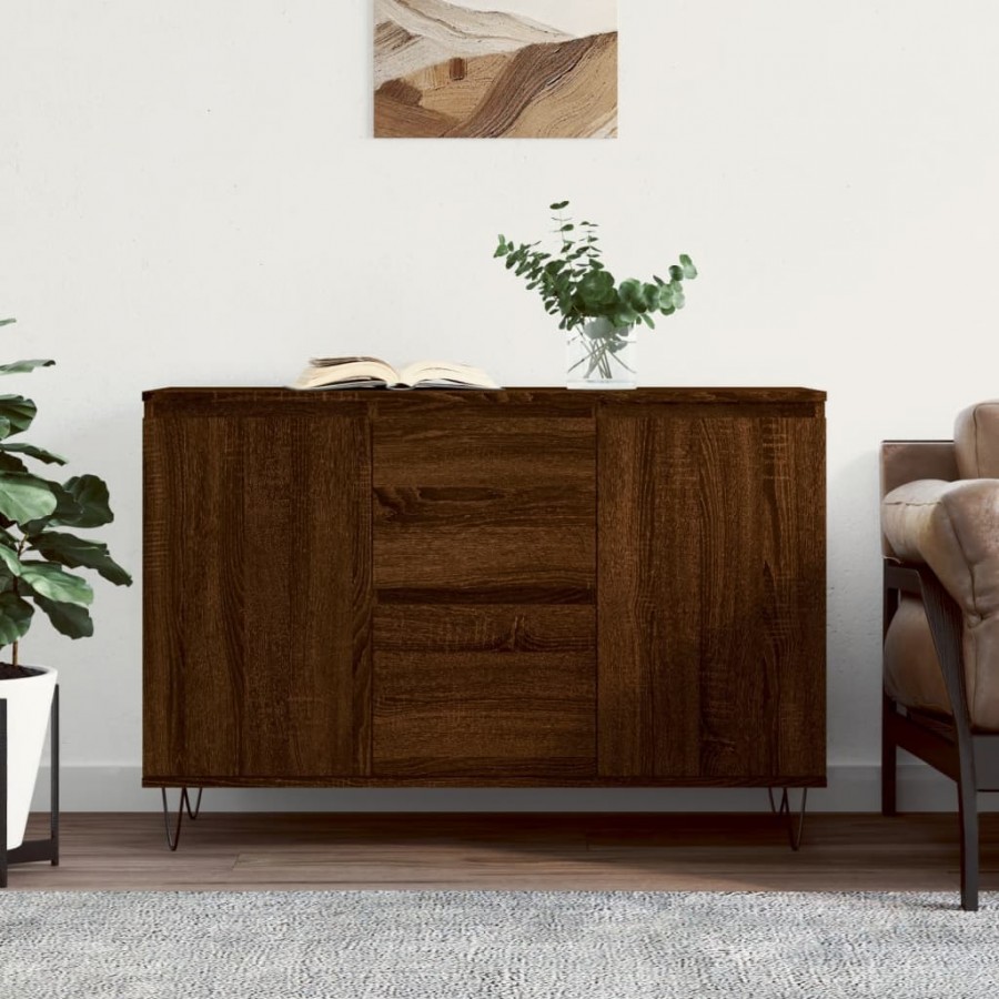 Buffet chêne marron 104x35x70 cm bois d'ingénierie