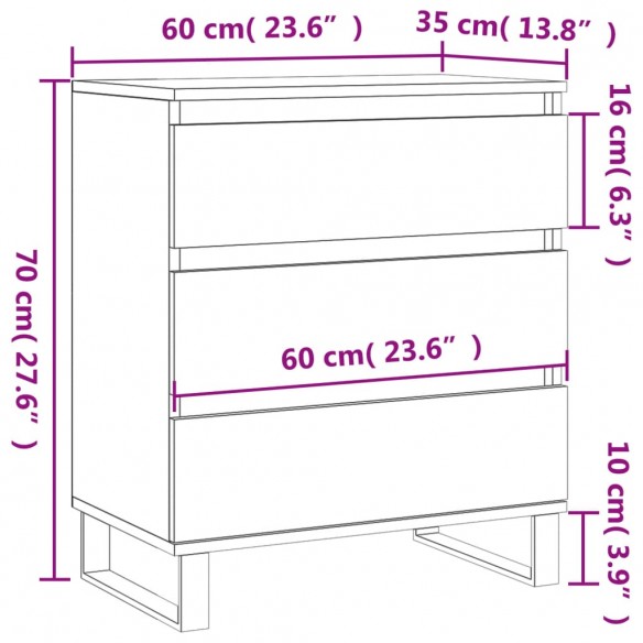 Buffet Chêne marron 60x35x70 cm Bois d'ingénierie