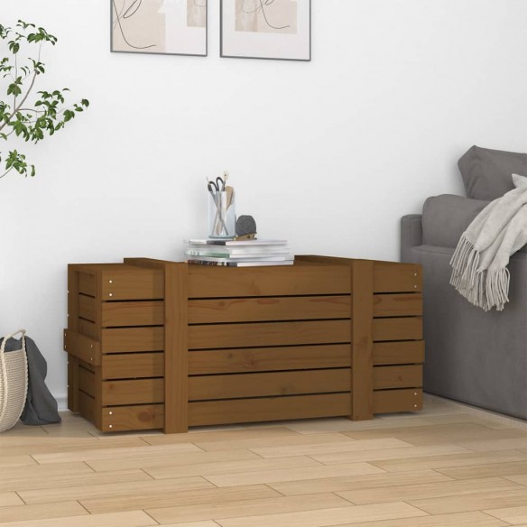 Boîte de rangement Marron miel 91x40,5x42 cm Bois massif pin