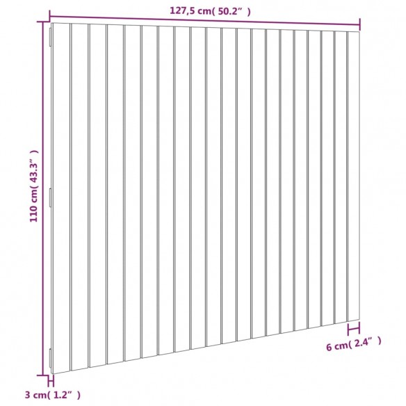 Tête de lit murale Gris 127,5x3x110 cm Bois massif de pin