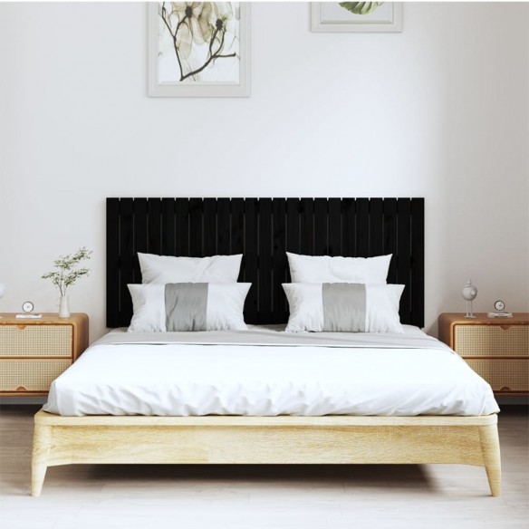 Tête de lit murale Noir 147x3x60 cm Bois massif de pin