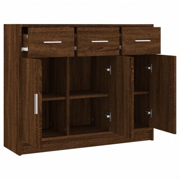 Buffet chêne marron 91x28x75 cm bois d'ingénierie