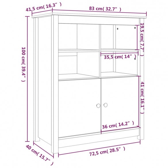 Buffet Marron miel 83x41,5x100 cm Bois massif de pin