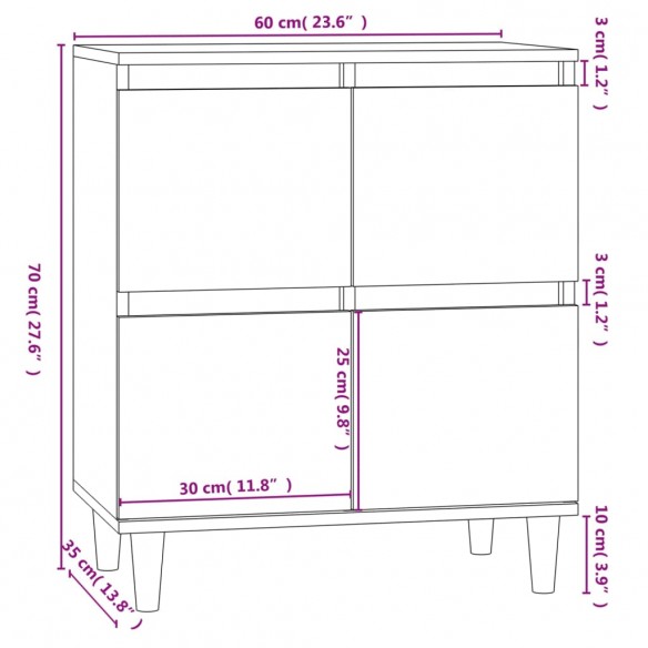 Buffet Gris béton 60x35x70 cm Bois d'ingénierie