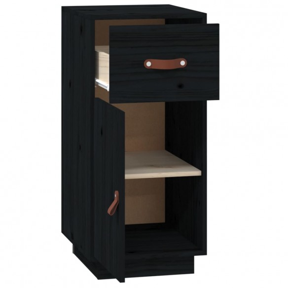 Buffet Noir 34x40x75 cm Bois massif de pin