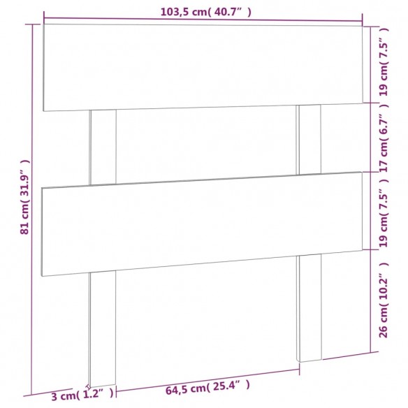 Tête de lit Gris 103,5x3x81 cm Bois massif de pin