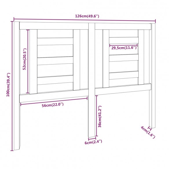 Tête de lit Marron miel 126x4x100 cm Bois massif de pin