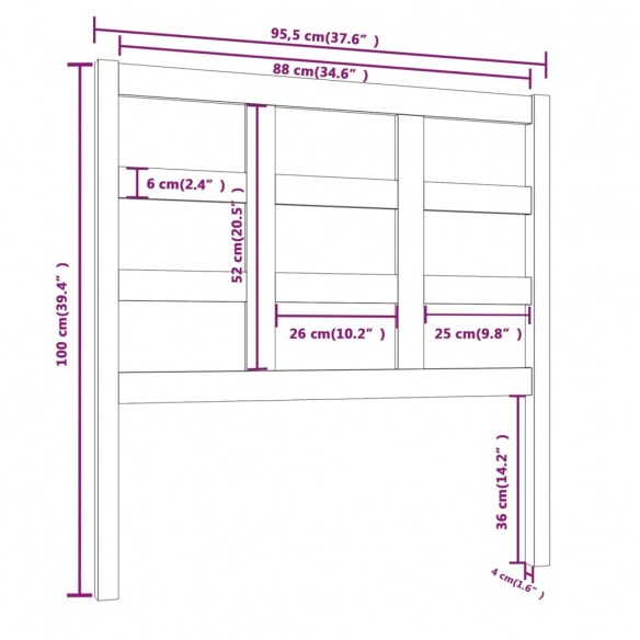 Tête de lit Marron miel 95,5x4x100 cm Bois massif de pin