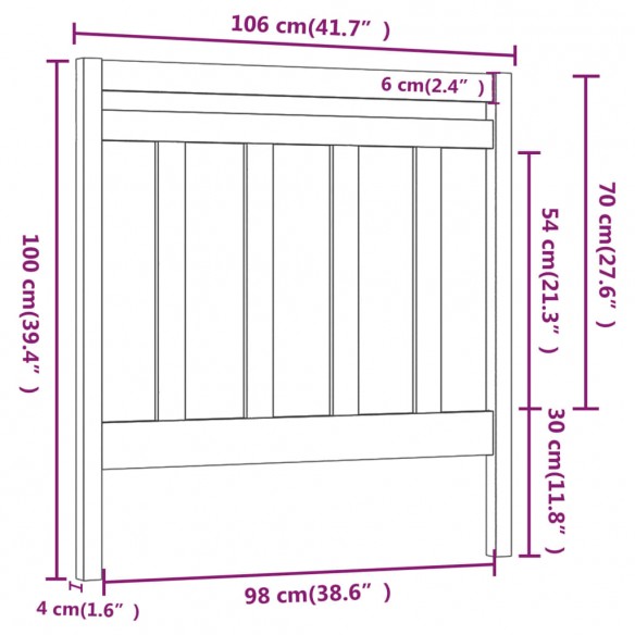 Tête de lit 106x4x100 cm Bois massif de pin