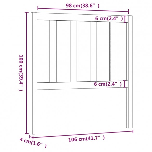 Tête de lit Marron miel 106x4x100 cm Bois massif de pin