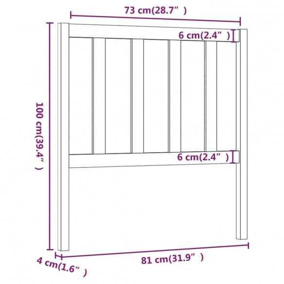 Tête de lit Blanc 81x4x100 cm Bois massif de pin