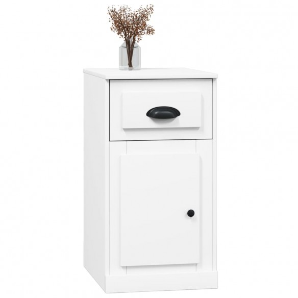 Armoire latérale avec tiroir blanc brillant 40x50x75 cm