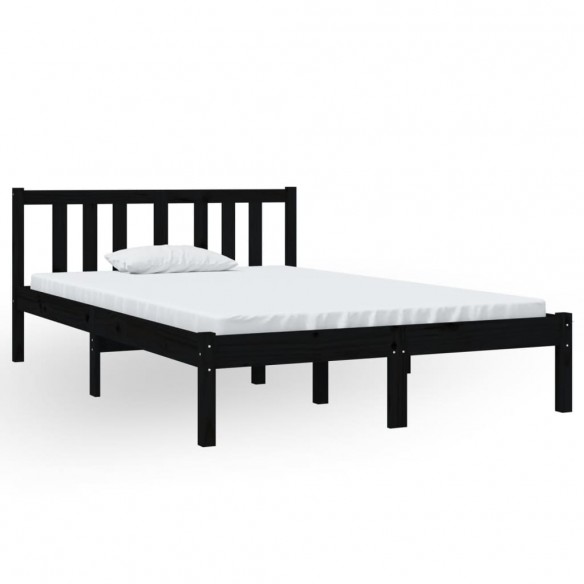 Cadre de lit Noir Bois massif 120x190 cm Petit double