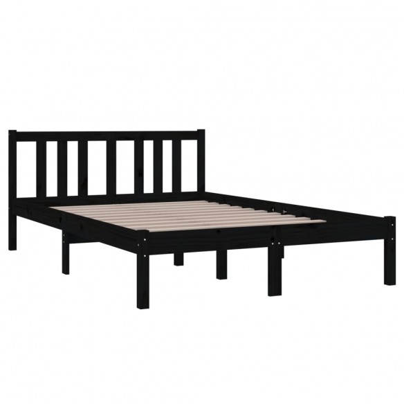 Cadre de lit Noir Bois massif 120x190 cm Petit double