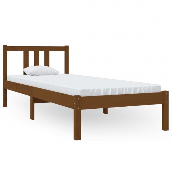 Cadre de lit Marron miel Bois massif 75x190 cm Petit simple