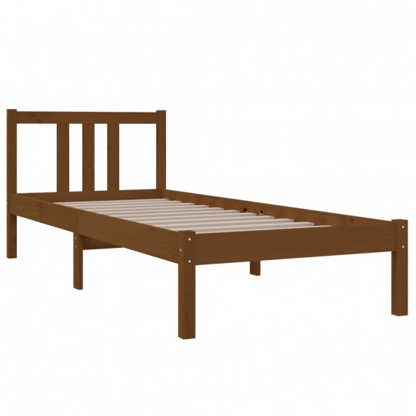 Cadre de lit Marron miel Bois massif 75x190 cm Petit simple