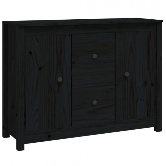 Buffet Noir 100x35x74 cm Bois massif de pin