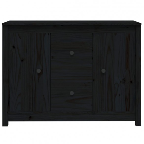 Buffet Noir 100x35x74 cm Bois massif de pin