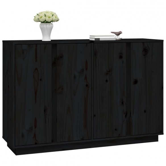 Buffet Noir 120x35x80 cm Bois massif de pin