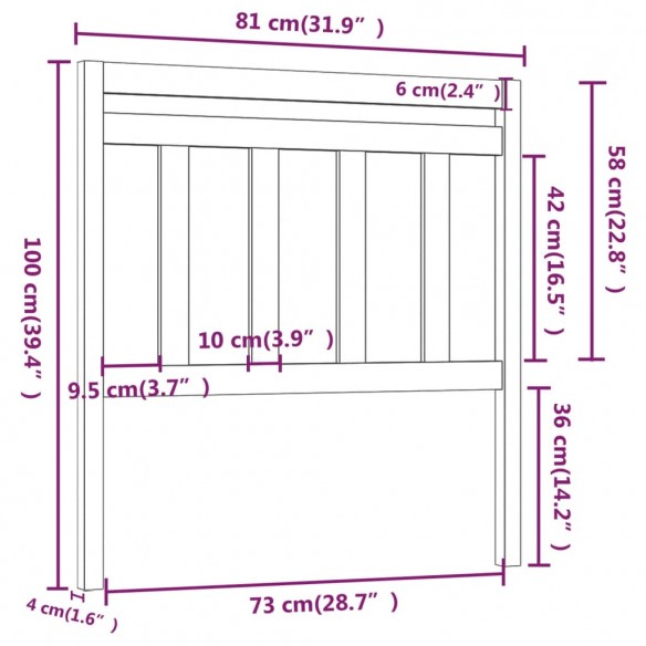 Tête de lit Blanc 81x4x100 cm Bois massif de pin