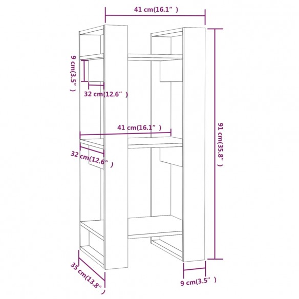 Bibliothèque/Cloison Marron miel 41x35x91 cm Bois massif