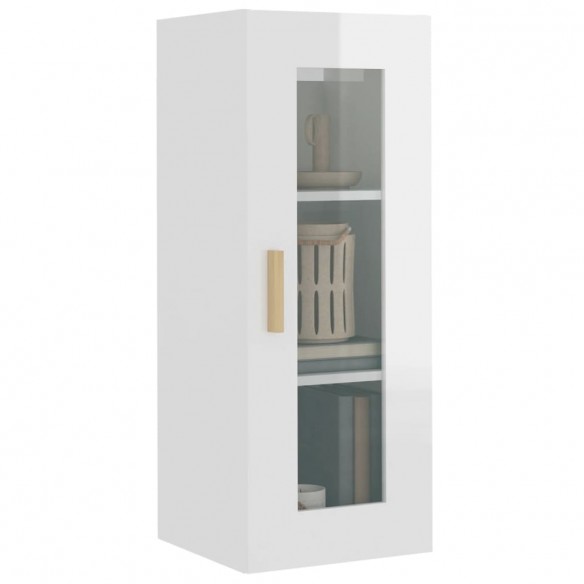 Armoire murale suspendue Blanc brillant 34,5x34x90 cm