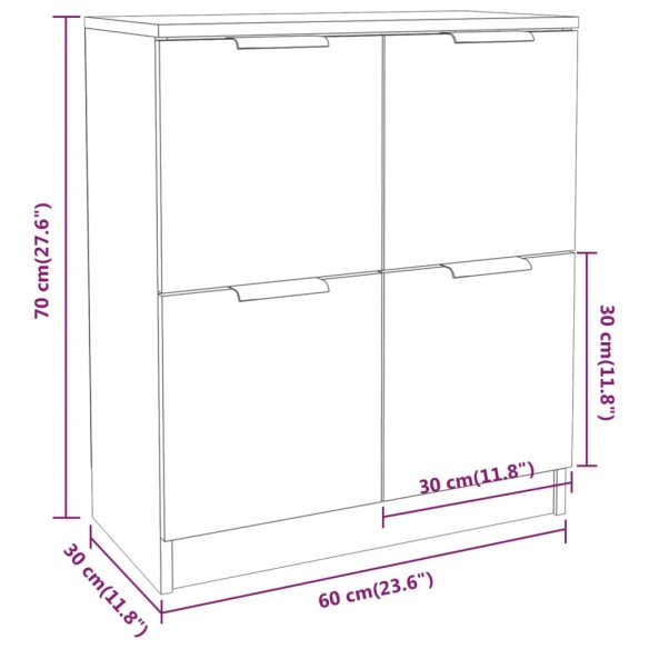 Buffet Gris béton 60x30x70 cm Bois d'ingénierie