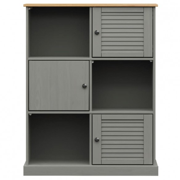 Bibliothèque VIGO gris 90x35x114,5 cm bois massif de pin