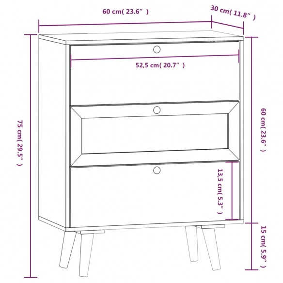 Buffet avec tiroirs 60x30x75 cm bois d'ingénierie