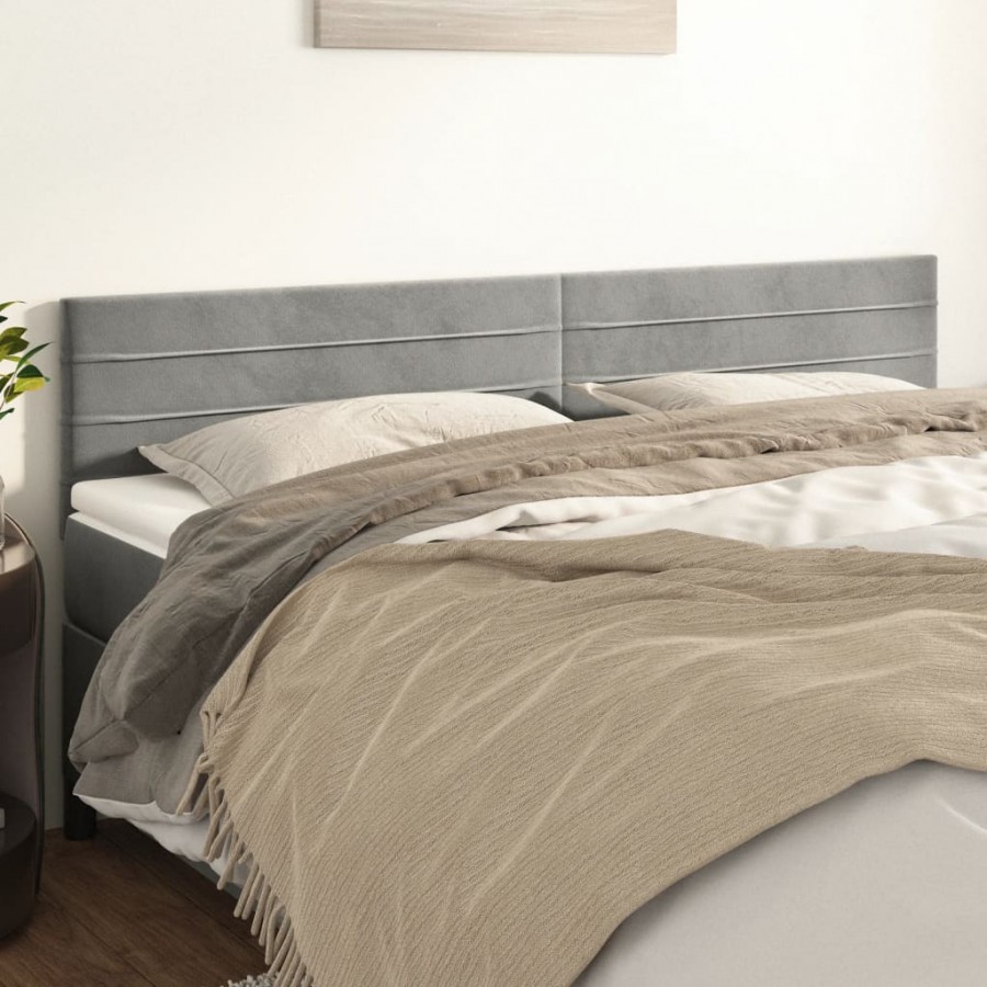 Têtes de lit 2 pcs Gris clair 90x5x78/88 cm Velours