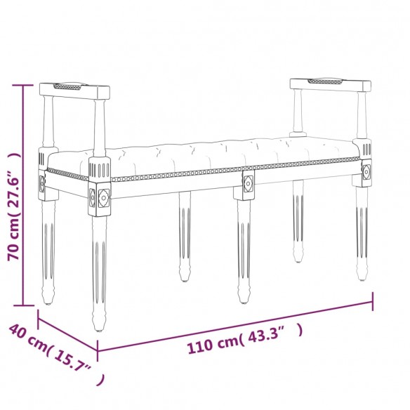 Banc Gris foncé 110x40x70 cm Tissu